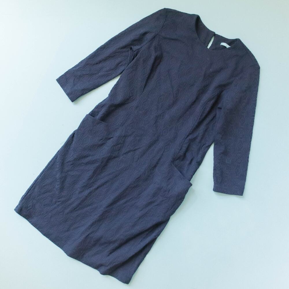J.McLaughlin Catalyst Navy Geometric Jacquard Sheath Dress Long Sleeve Size M
